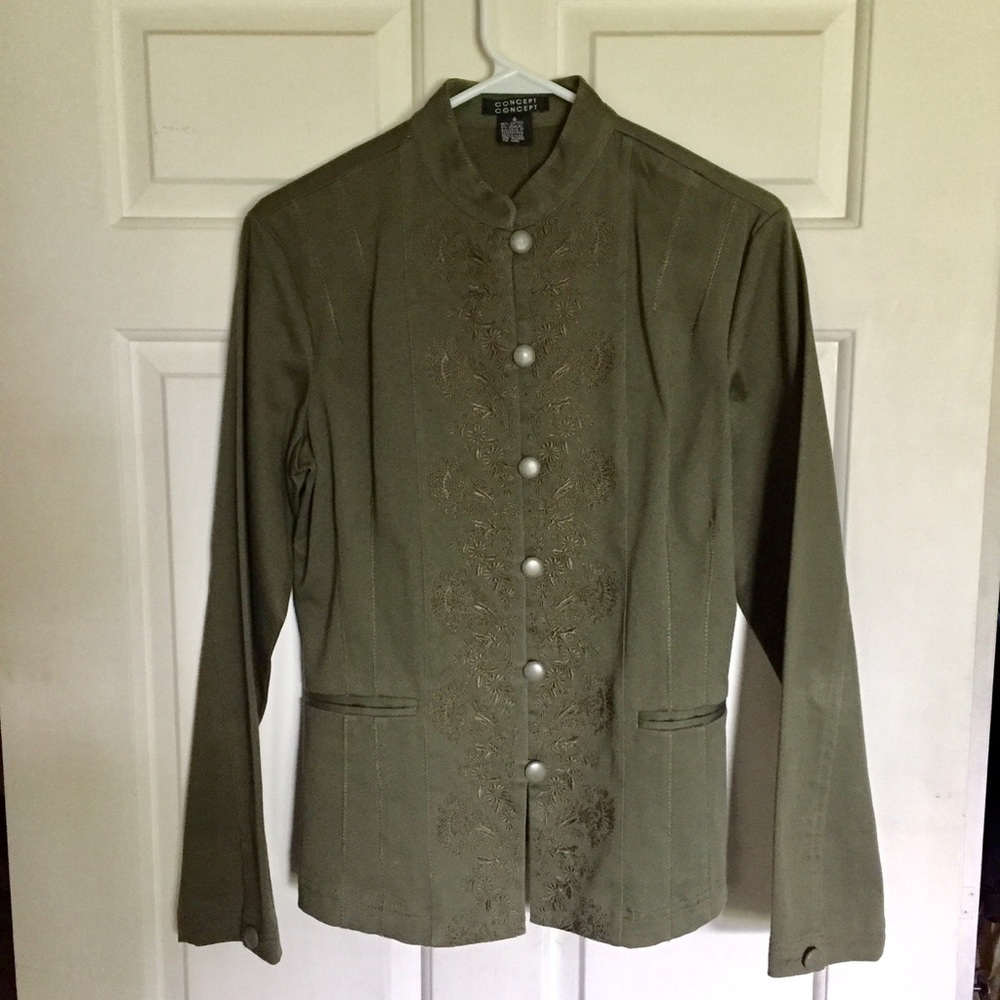 Army green button down